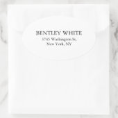 Trendy Chic White stilvoll Einfach Schlicht Elegan Ovaler Aufkleber (Tasche)