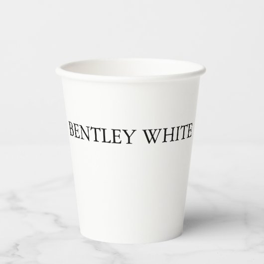 Trendy Chic White stilvoll Einfach Schlicht Ihren Pappbecher (Vorderseite)