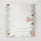 Trendy Chic Wildblumen Floral Wedding Empfang Platzkarte (Außenseite Aufgefaltet)