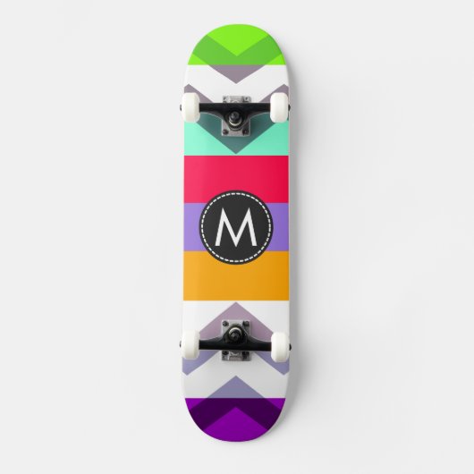 Trendy Chic Zickzack Stripes Muster #8 Skateboard (Vorderseite)
