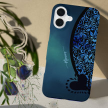 Trendy Chick Floral Blue Gradient Heart