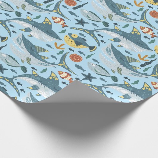 Trendy Children Cute Shark Under The Sea Pattern Geschenkpapier (Ecke)