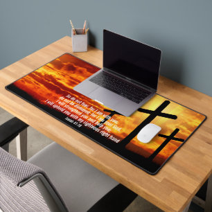 TRENDY CHRISTLICH BIBLE VERSE SUNSET CROSS SCHREIBTISCHUNTERLAGE