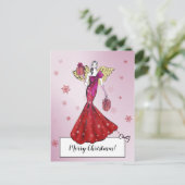 Trendy Christmas Angel Illustration Postkarte (Stehend Vorderseite)
