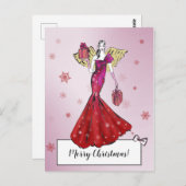 Trendy Christmas Angel Illustration Postkarte (Vorne/Hinten)