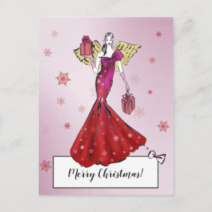 Trendy Christmas Angel Illustration Postkarte