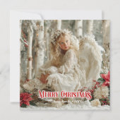 Trendy Christmas angel red and gold artistic cards Feiertagskarte (Vorderseite)
