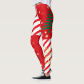 Trendy Christmas Candy Cane Red Stripes Leggings (Links)