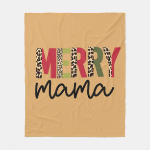 Trendy Christmas Color Block Leopard Merry Mama Fleecedecke