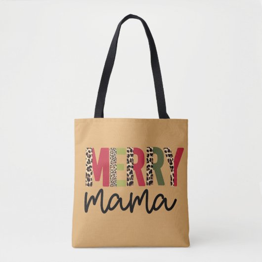 Trendy Christmas Color Block Leopard Merry Mama Tasche (Vorderseite)