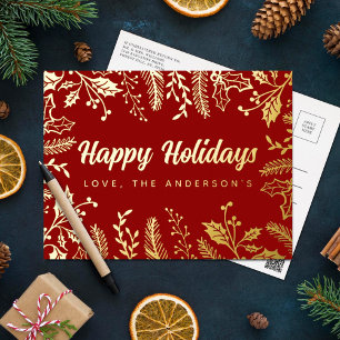 Trendy Christmas Foliage Real Folien Feiertagspostkarte