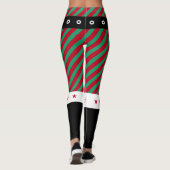 Trendy Christmas Green Stripes Candy Cane Elf Leggings (Rückseite)