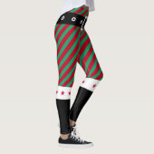Trendy Christmas Green Stripes Candy Cane Elf Leggings (Rechts)