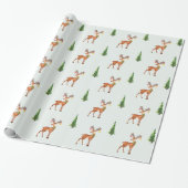 Trendy Christmas Green Tree and Deer Pattern Geschenkpapier (Ungerollt)