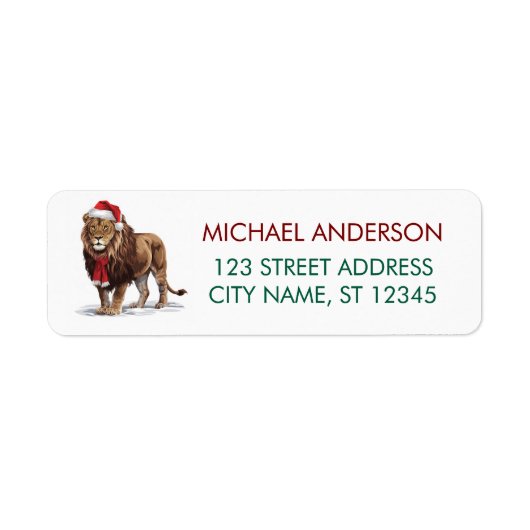 Trendy Christmas King Lion Santa Return Address (Vorne)