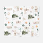 Trendy Christmas Pattern | Wasserfarbe Fleecedecke (Vorderseite (Horizontal))
