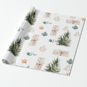 Trendy Christmas Pattern | Wasserfarbe Geschenkpapier (Ungerollt)