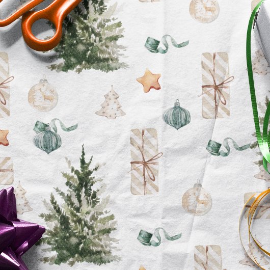 Trendy Christmas Pattern | Wasserfarbe Geschenkpapier