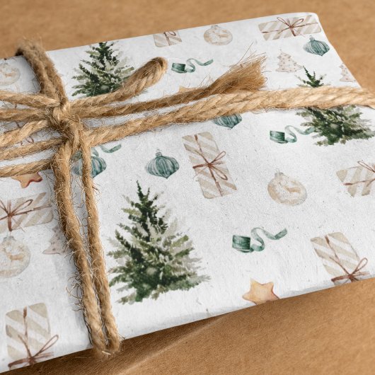 Trendy Christmas Pattern | Wasserfarbe Geschenkpapier Set