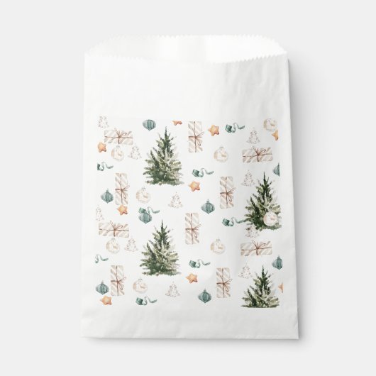 Trendy Christmas Pattern | Wasserfarbe Geschenktütchen (Vorderseite)