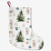 Trendy Christmas Pattern | Wasserfarbe Kleiner Weihnachtsstrumpf (Vorderseite)
