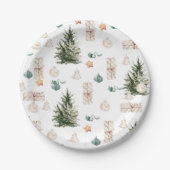 Trendy Christmas Pattern | Wasserfarbe Pappteller (Vorderseite)