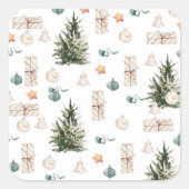 Trendy Christmas Pattern | Wasserfarbe Quadratischer Aufkleber (Vorderseite)