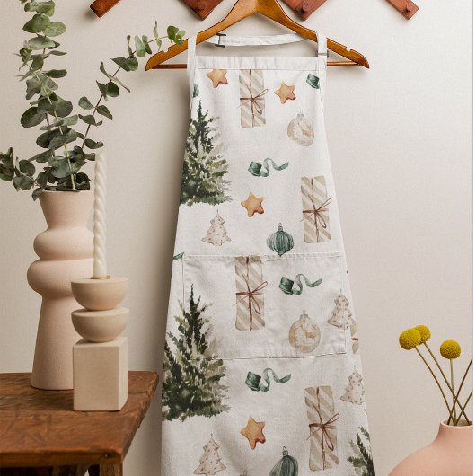 Trendy Christmas Pattern | Wasserfarbe Schürze