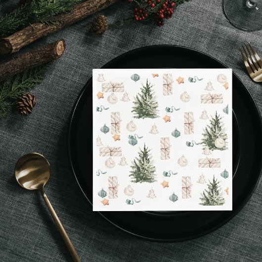 Trendy Christmas Pattern | Wasserfarbe Serviette