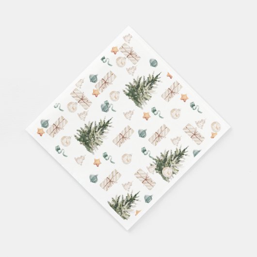 Trendy Christmas Pattern | Wasserfarbe Serviette (Ecke)