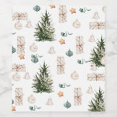Trendy Christmas Pattern | Wasserfarbe Weinetikett (Einzelnes Label)