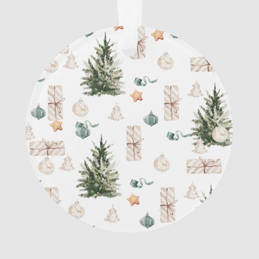 Trendy Christmas Pattern | Watercolor  Ornament (Rückseite)