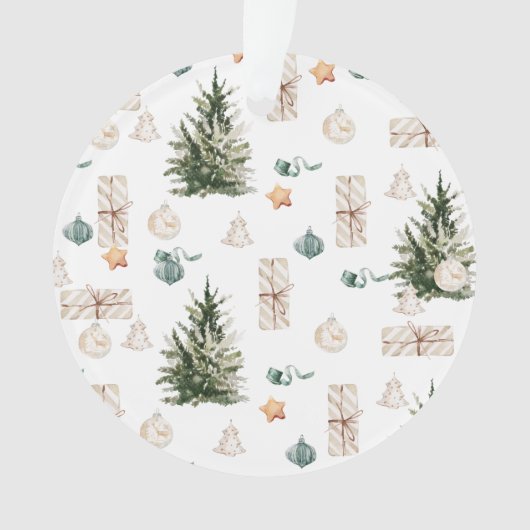 Trendy Christmas Pattern | Watercolor Ornament (Vorderseite)