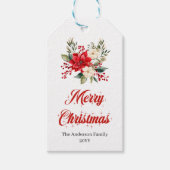 Trendy Christmas Poinsettia Script Font Gift Tag Geschenkanhänger (Vorderseite)