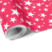 Trendy Christmas Red Template White Stars Classic Geschenkpapier (Rolleneckpunkt)