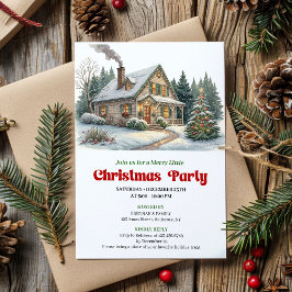 Trendy christmas scene invitation cozy watercolor einladung