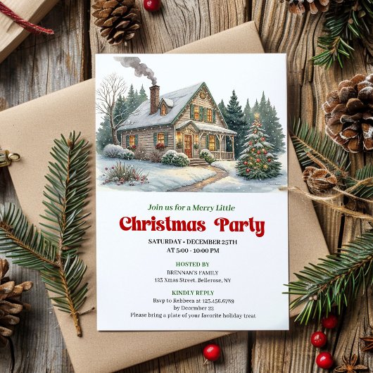 Trendy christmas scene invitation cozy watercolor einladung