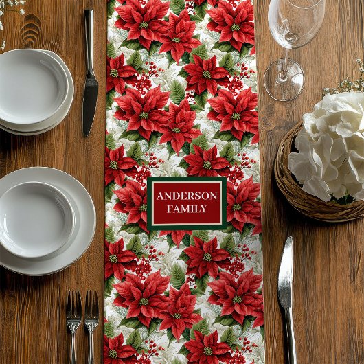 Trendy Christmas Table Runner Custom Name Accent Mittelgroßer Tischläufer