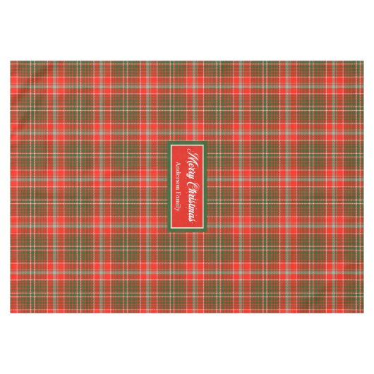 Trendy Christmas Tablecloth Red Green Monogram Art Tischdecke (Vorderseite (Horizontal))