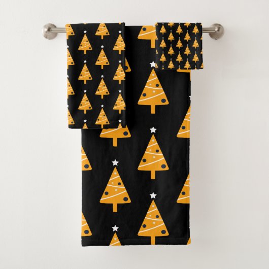 Trendy Christmas Tree Nahtloses Muster Badhandtuch Set (Insitu)