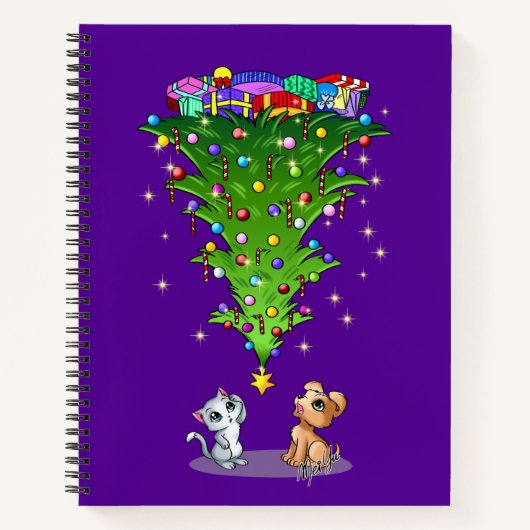 Trendy Christmas Tree Rich Plum Notebook von Mei Y Notizbuch (Vorderseite)