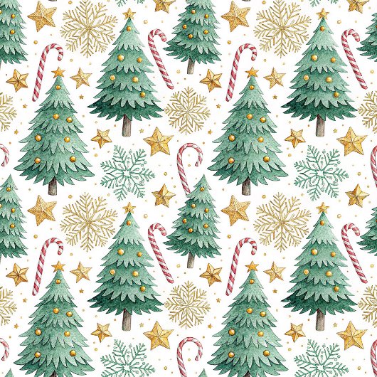 Trendy Christmas Trees and Candy Canes Curtain Duschvorhang