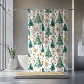 Trendy Christmas Trees and Candy Canes Curtain Duschvorhang