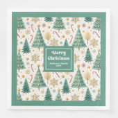 Trendy Christmas Trees Red Green Gold Napkins Serviette (Vorderseite)