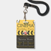 Trendy Cinema jedes Alter Geburtstagsparty Ausweis (Vorderseite mit Lanyard)
