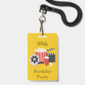 Trendy Cinema jedes Alter Geburtstagsparty Ausweis (Rückseite mit Lanyard)
