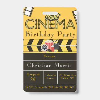 Trendy Cinema jedes Alter Geburtstagsparty Ausweis