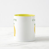 Trendy Citrus Lemon Yellow Green Monogram Tasse (Zentrum)