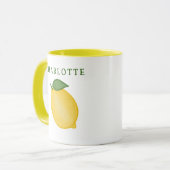 Trendy Citrus Lemon Yellow Green Monogram Tasse (Vorderseite Links)