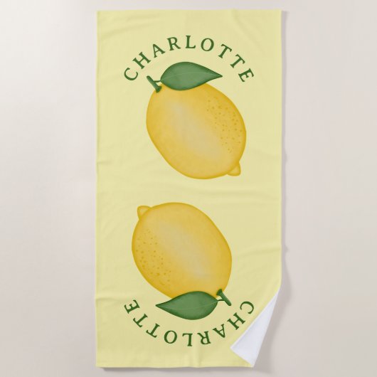 Trendy Citrus Lemon Yellow Summer Monogram Strandtuch (Vorderseite)